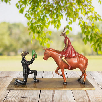 She Said Yes and He Said OMG (Bronze Sculpture, Miniature)