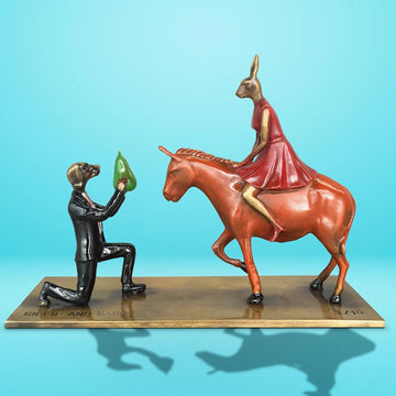 She Said Yes and He Said OMG (Bronze Sculpture, Miniature)