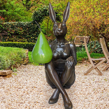 She Thought a Pear a Day Would Help Her Play (Bronze Sculpture)