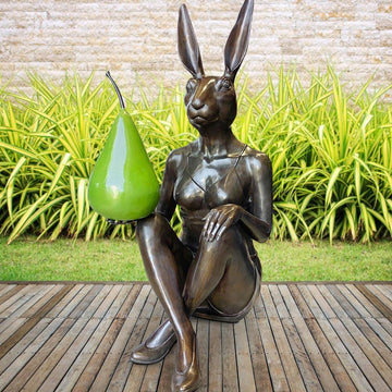 She Thought a Pear a Day Would Help Her Play (Bronze Sculpture)