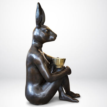 Rabbitwoman with the Golden Cup (Bronze Sculpture)