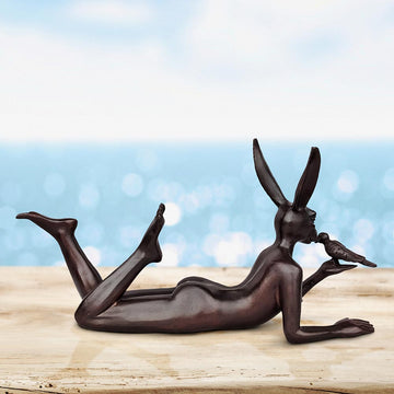 Rabbitwoman Thought a Bird in the Hand Is Always Better (Bronze Sculpture, Miniature)