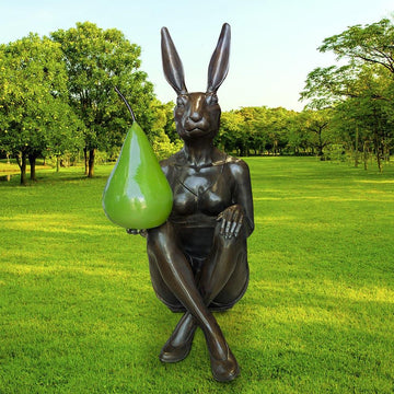 She Thought a Pear a Day Would Help Her Play (Bronze Sculpture)