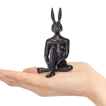 Rabbitwoman thinks big (Bronze Sculpture, Pocket Size)