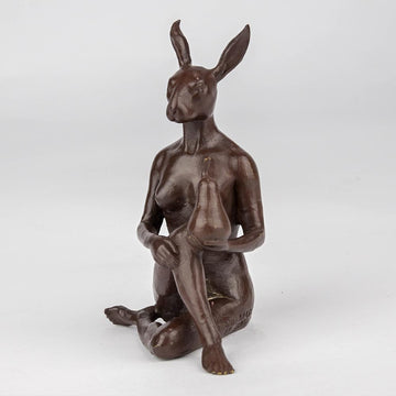 The Pearfect Rabbit (Bronze Sculpture, Pocket Size)