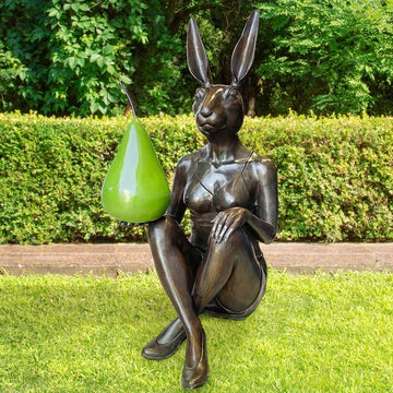 She Thought a Pear a Day Would Help Her Play (Bronze Sculpture)
