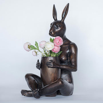She Bought Him a Beautiful Bunch (Bronze Sculpture)