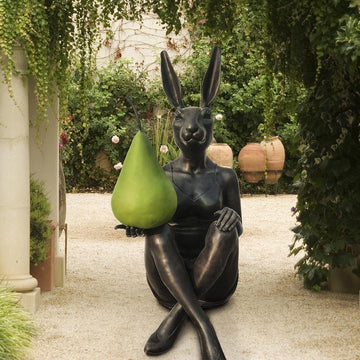 She Thought a Pear a Day Would Help Her Play (Bronze Sculpture)