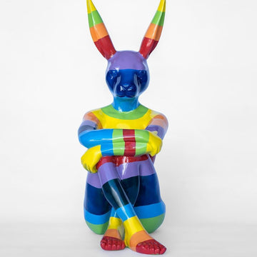 Rainbow Lost Rabbit (Fibreglass Sculpture)