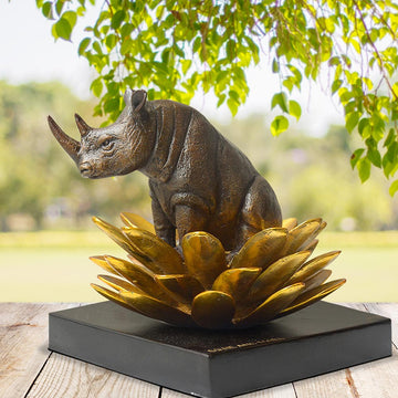 The rhino was in golden bloom (Bronze Sculpture, Small)