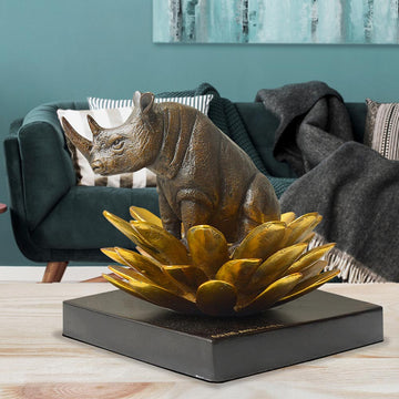 The rhino was in golden bloom (Bronze Sculpture, Small)