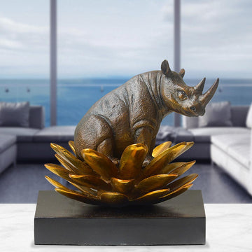 The rhino was in golden bloom (Bronze Sculpture, Small)