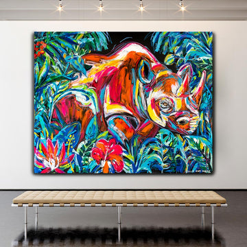 Long Live the Rhino in the Jungle (Original Painting)