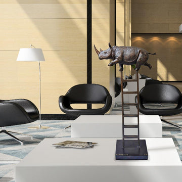 Rhino Reaches New Heights (Bronze Sculpture)