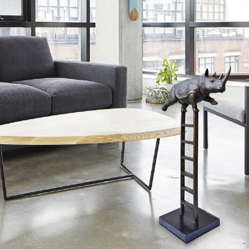 Rhino Reaches New Heights (Bronze Sculpture)