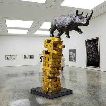 If Rhinos Get Knocked Down They Will Get Back Up (Bronze Sculpture)