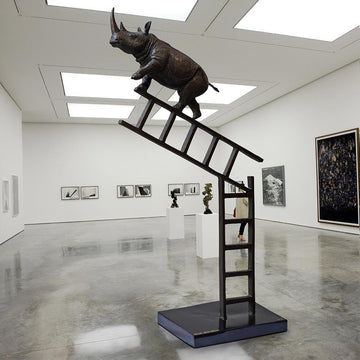Rhinos on the Up and Up Forever (Bronze Sculpture)