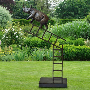 Rhinos on the Up and Up Forever (Bronze Sculpture)