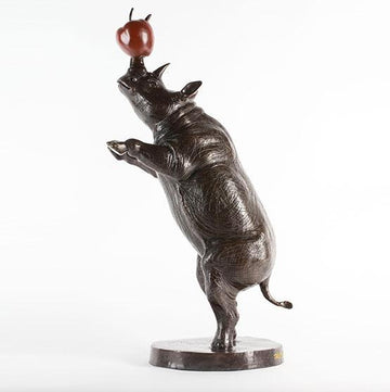 He Was a Rhino of Many Talents and Loved Apples (Bronze Sculpture)
