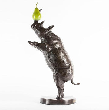 He Was a Rhino of Many Talents and Loved Pears (Bronze Sculpture)
