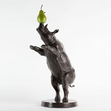 He Was a Rhino of Many Talents and Loved Pears (Bronze Sculpture)