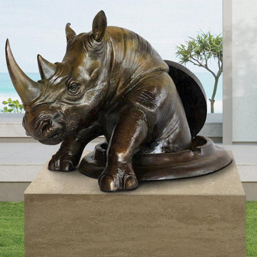 The Rhino Came Out to See the World (Bronze Sculpture, Mid-Size)