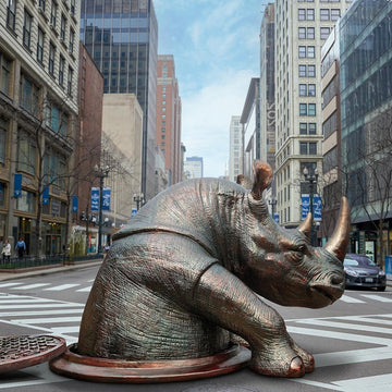 Come Out, Come Out Rhino, Wherever You Are (Bronze Sculpture, Large)