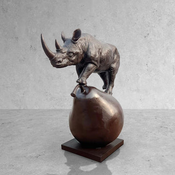 The Rhino and the Pear (Bronze Sculpture, Mid-Size)