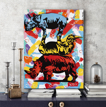 Rhinos x 3 (Original Painting)