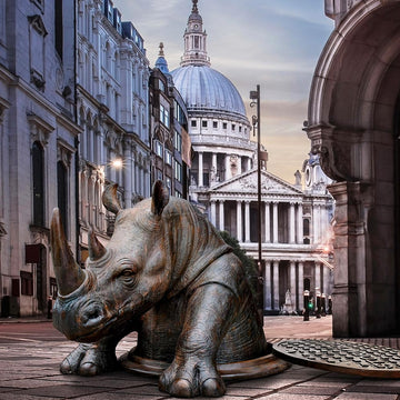 Come Out, Come Out Rhino, Wherever You Are (Bronze Sculpture, Large)