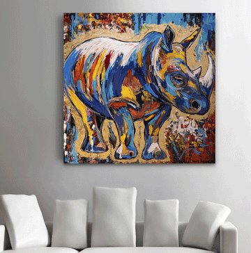The Rhino Brings Colour to the World (Original Painting)