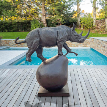 The Rhino and the Pear (Bronze Sculpture, Mid-Size)