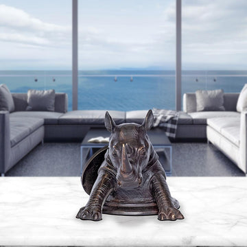 Rhino Comes Out into a Better Tomorrow (Bronze Sculpture, Pocket Size)