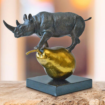 The Rhino Was Just Pearfect (Bronze Sculpture, Small)