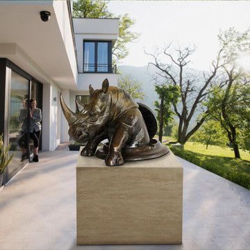 The Rhino Came Out to See the World (Bronze Sculpture, Mid-Size)