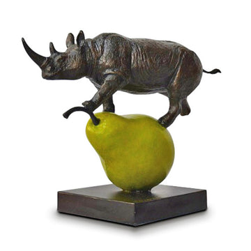 The Rhino Was Just Pearfect (Bronze Sculpture, Small)