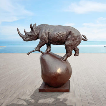The Rhino and the Pear (Bronze Sculpture, Mid-Size)