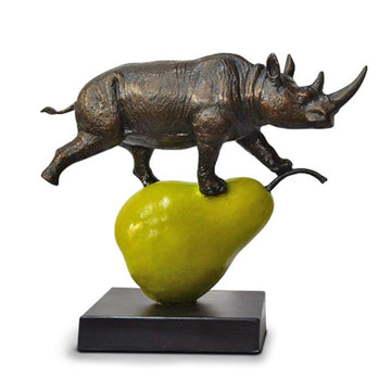 The Rhino Was Just Pearfect (Bronze Sculpture, Small)