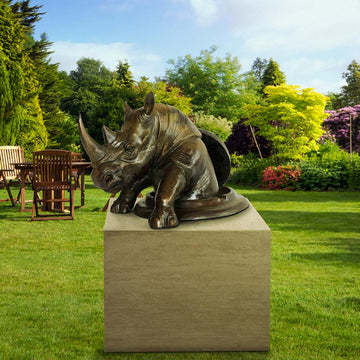 The Rhino Came Out to See the World (Bronze Sculpture, Mid-Size)