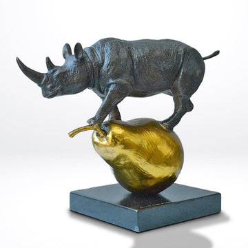 The Rhino Was Just Pearfect (Bronze Sculpture, Small)