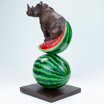 Rhinos Love Watermelons (Bronze Sculpture)