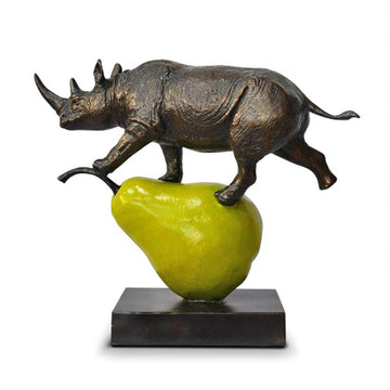 The Rhino Was Just Pearfect (Bronze Sculpture, Small)