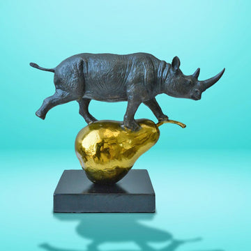 The Rhino Was Just Pearfect (Bronze Sculpture, Small)