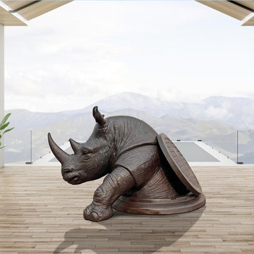 The Rhino Came Out to See the World (Bronze Sculpture, Mid-Size)