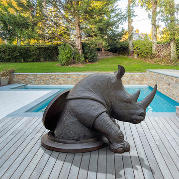 The Rhino Came Out to See the World (Bronze Sculpture, Mid-Size)