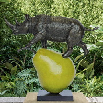 The Rhino and the Pear (Bronze Sculpture, Mid-Size)