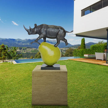 The Rhino and the Pear (Bronze Sculpture, Mid-Size)