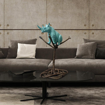 Rhino on a Tree Rope of Life (Bronze Sculpture)