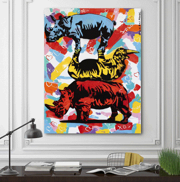Rhinos x 3 (Original Painting)