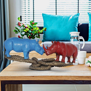 Rhino Lovers on Rope (Bronze Sculpture)